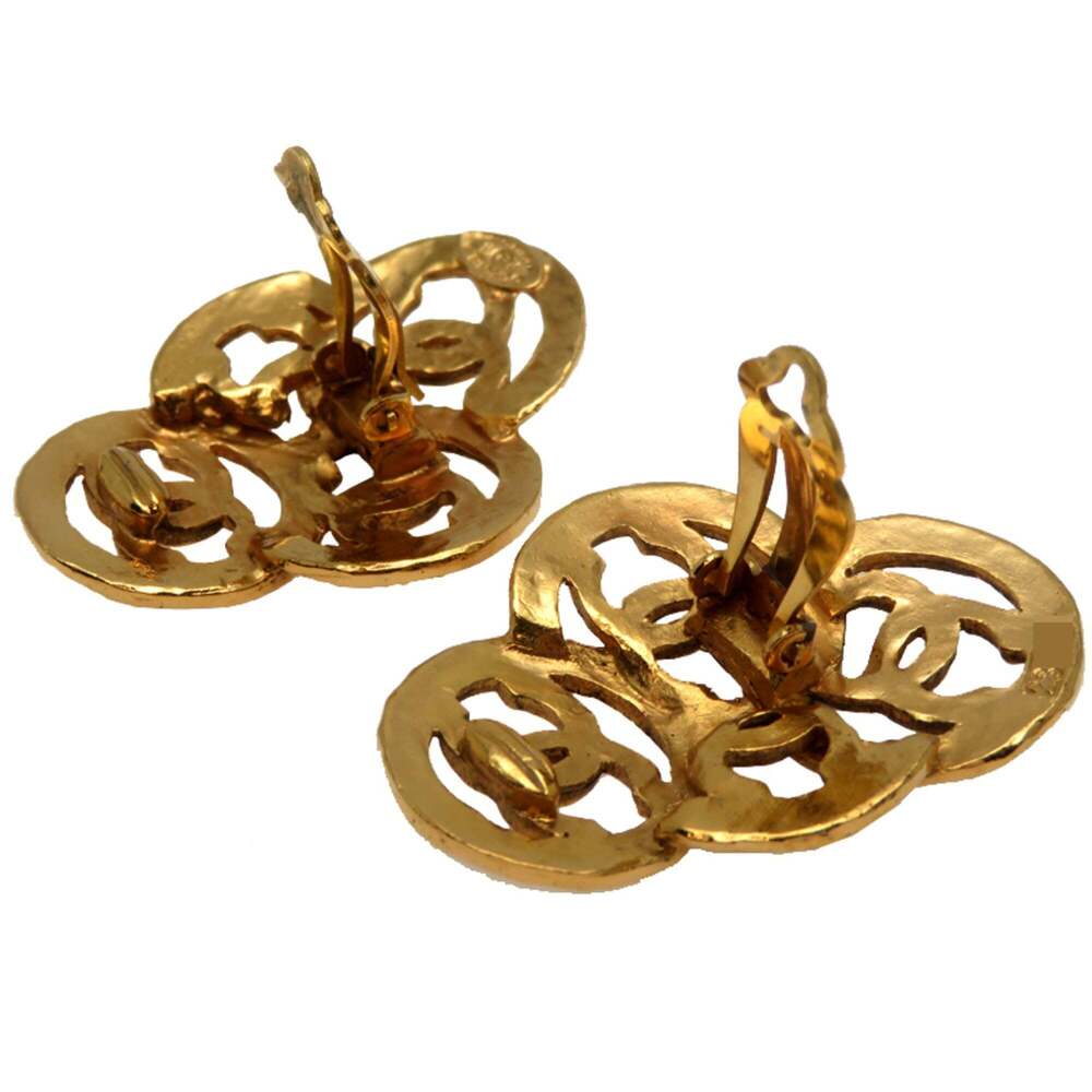 CHANEL Authentic Gold Logo Earrings - Picture 3 of 5